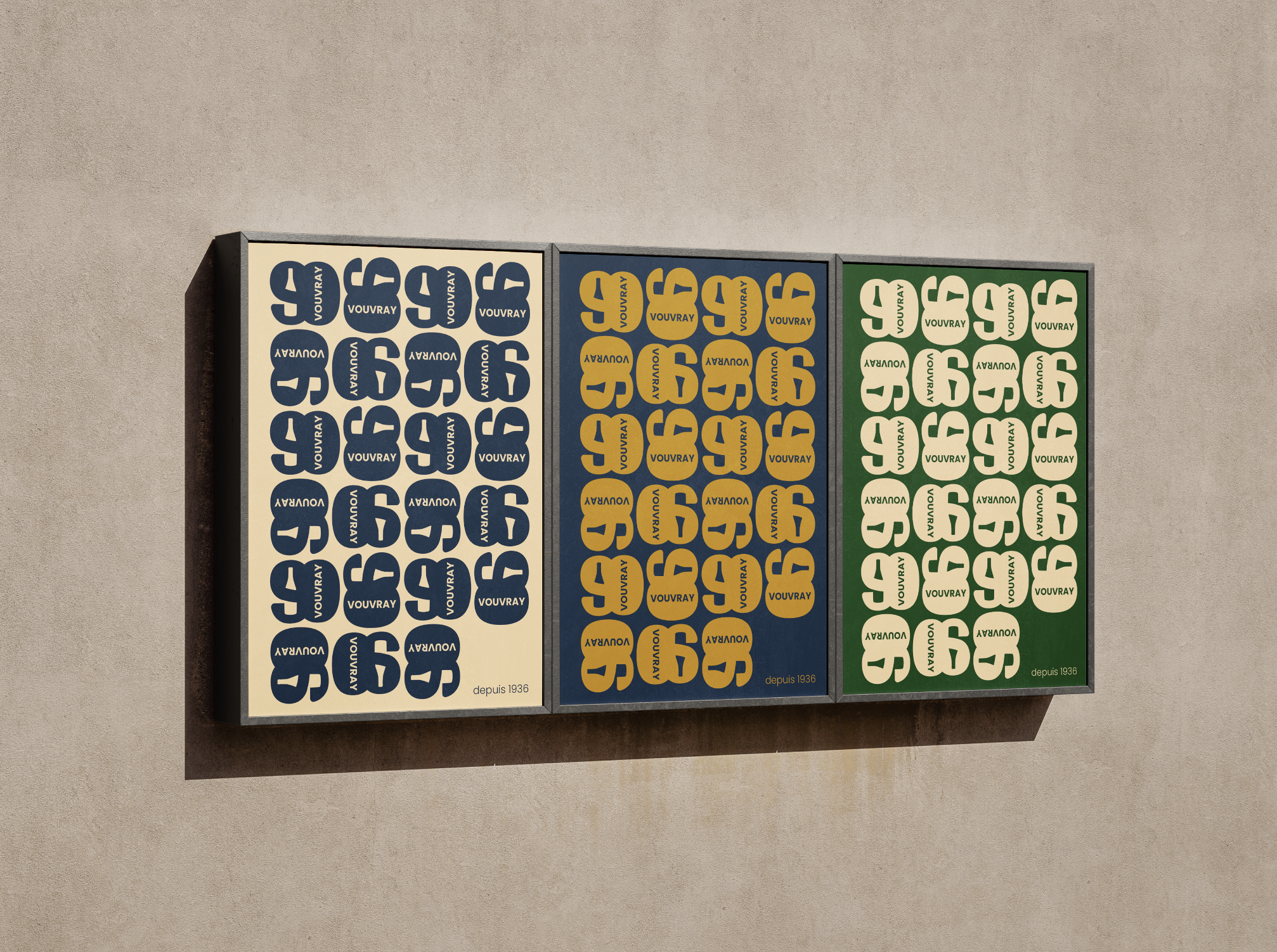 90 ans Vouvray AOC appel d’offres public, identité visuelle, charte graphique complète, logo, palette de couleurs, typographies, des motifs graphiques identitaires, graphisme, graphiste, agence de communication, Tours, vignerons, appellation, supports (affiches, stickers, poster, kakemono, tote-bag...)