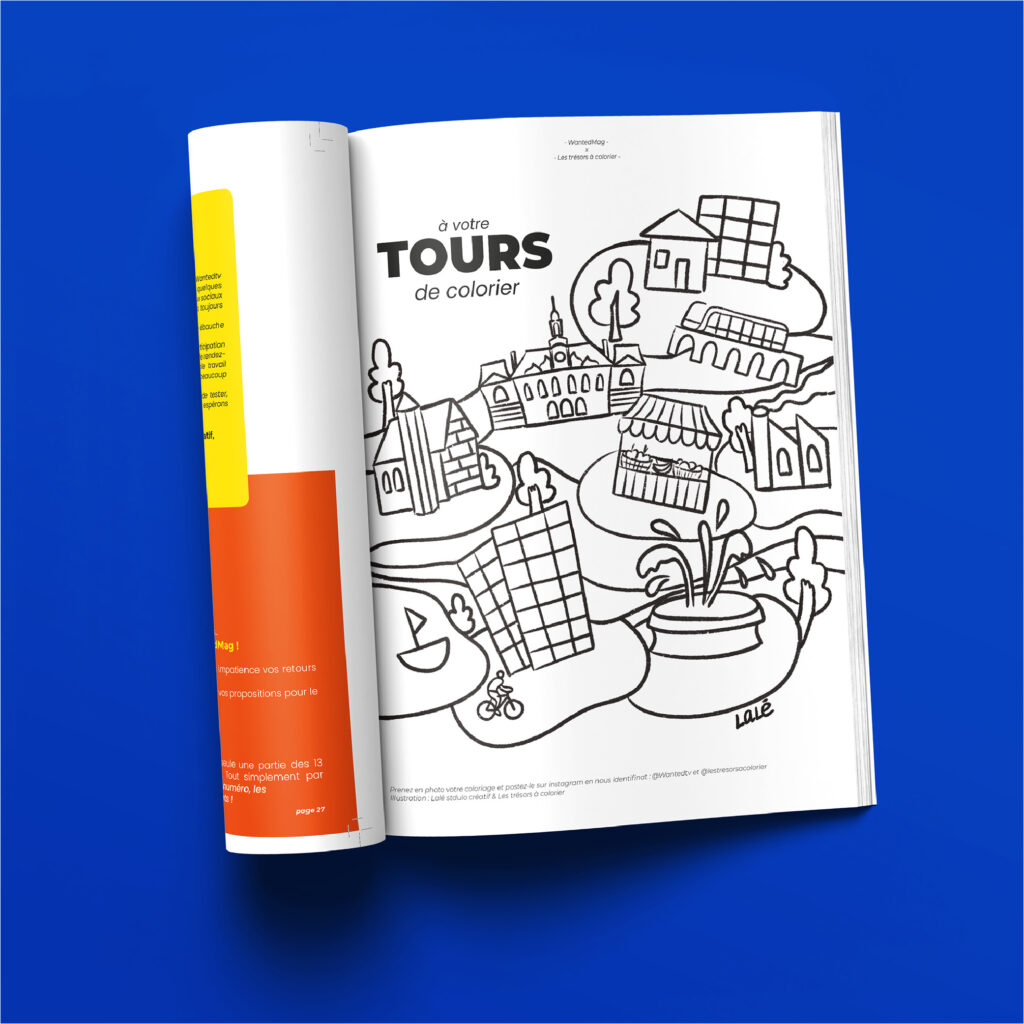 graphiste magazine mise en page brochure print catalogue agence de communication wantedmag Tours illustration coloriage