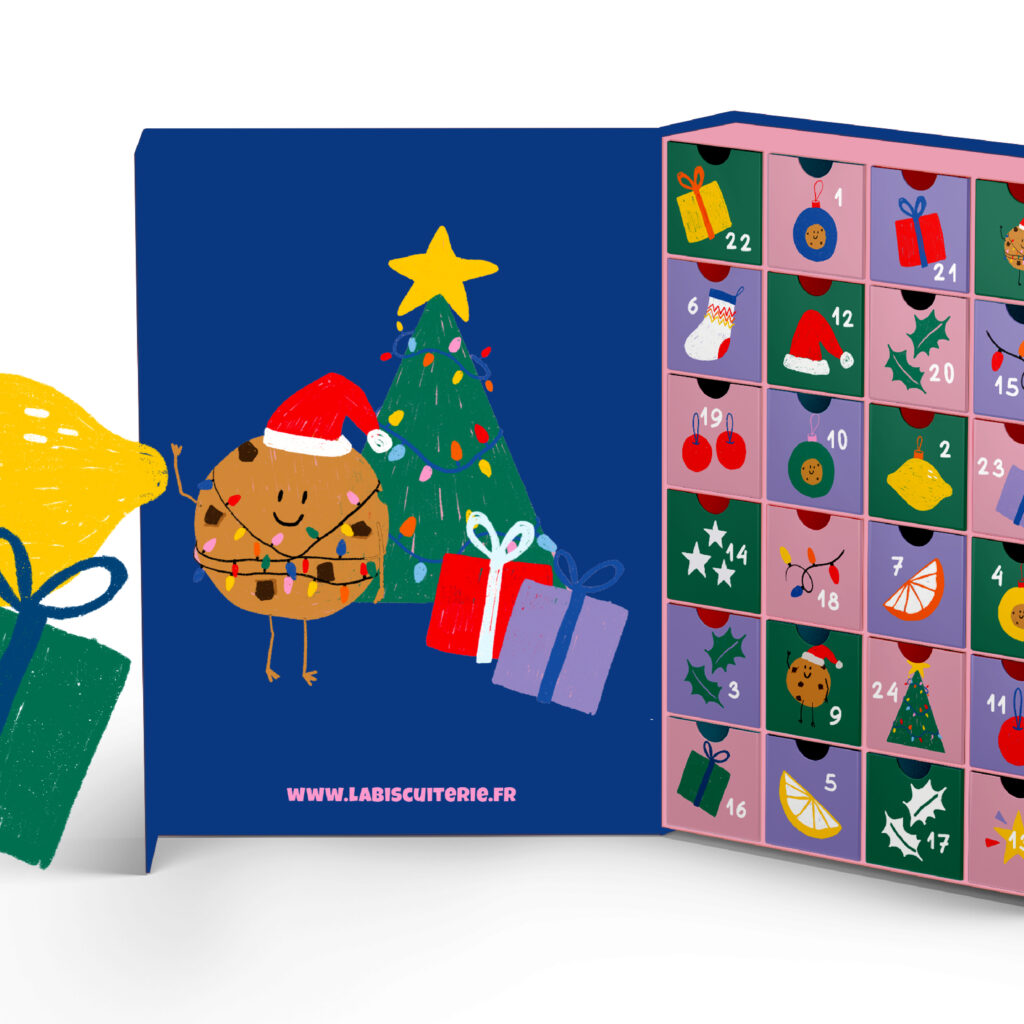 calendrier de l'avent design illustration Tours Touraine graphiste dessin Noël agence de communication
