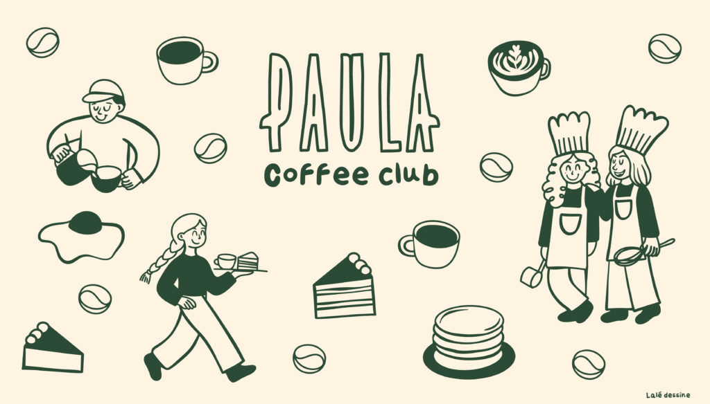 graphiste Tours Touraine agence de communication illustration Paula coffee shop dessin mascotte