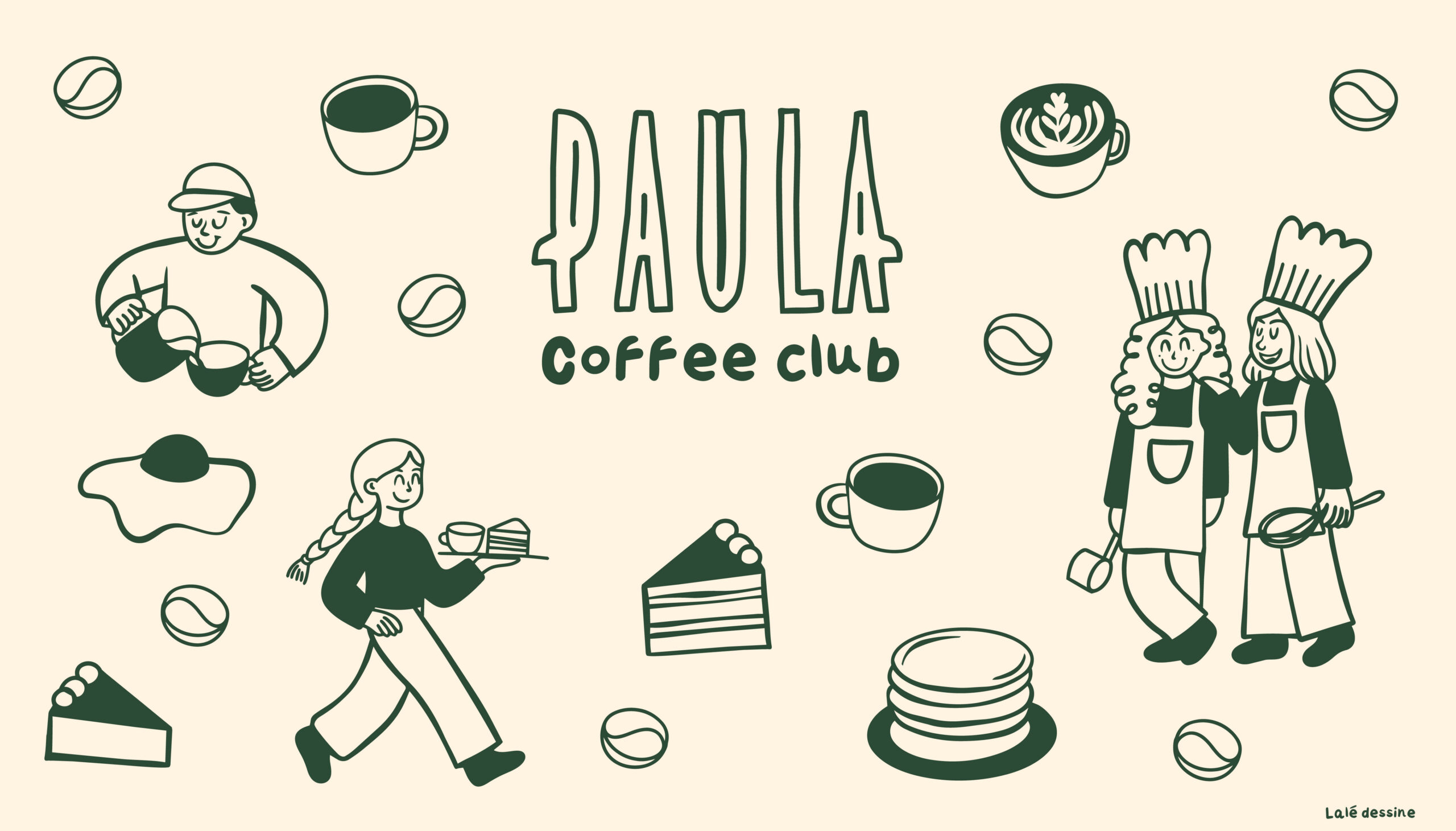 graphiste Tours Touraine agence de communication illustration Paula coffee shop dessin mascotte
