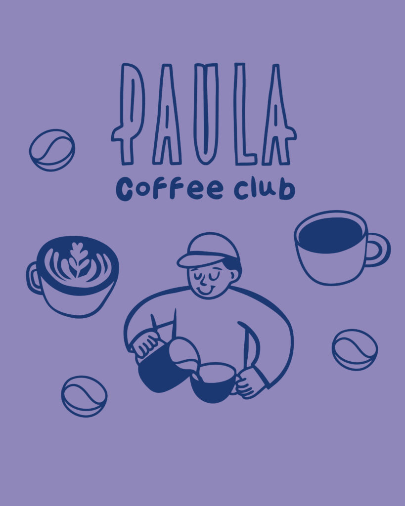 graphiste Tours Touraine agence de communication illustration Paula coffee shop dessin mascotte