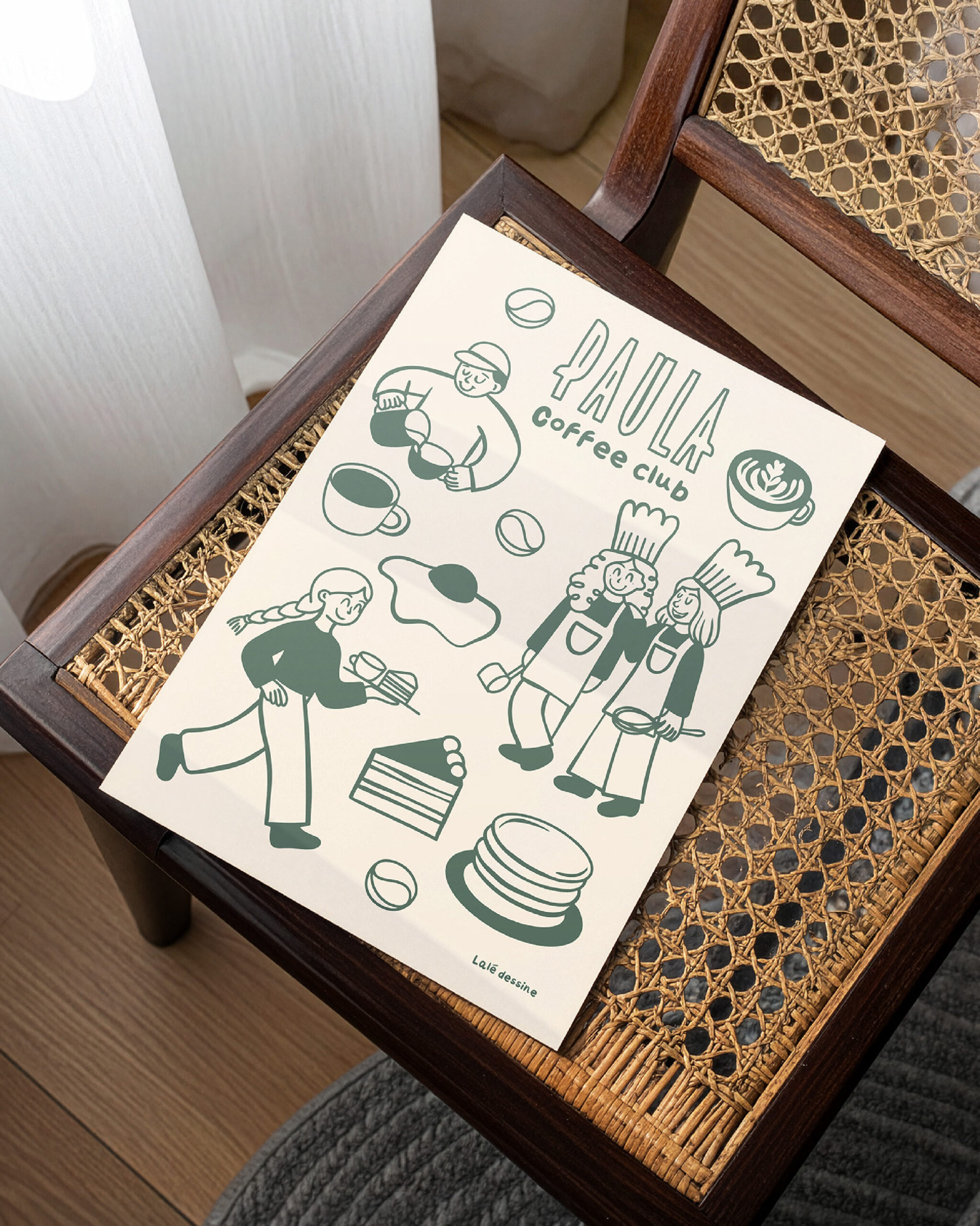 graphiste Tours Touraine agence de communication illustration Paula coffee shop dessin mascotte