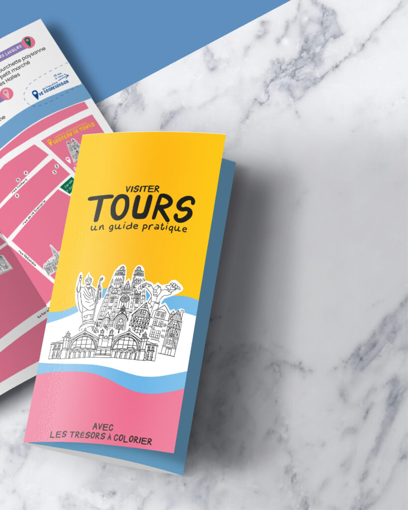 carte Tours ville de Tours graphiste agence de communication support impression imprimé flyer brochure commune mairie illustration cathédrale basilique
