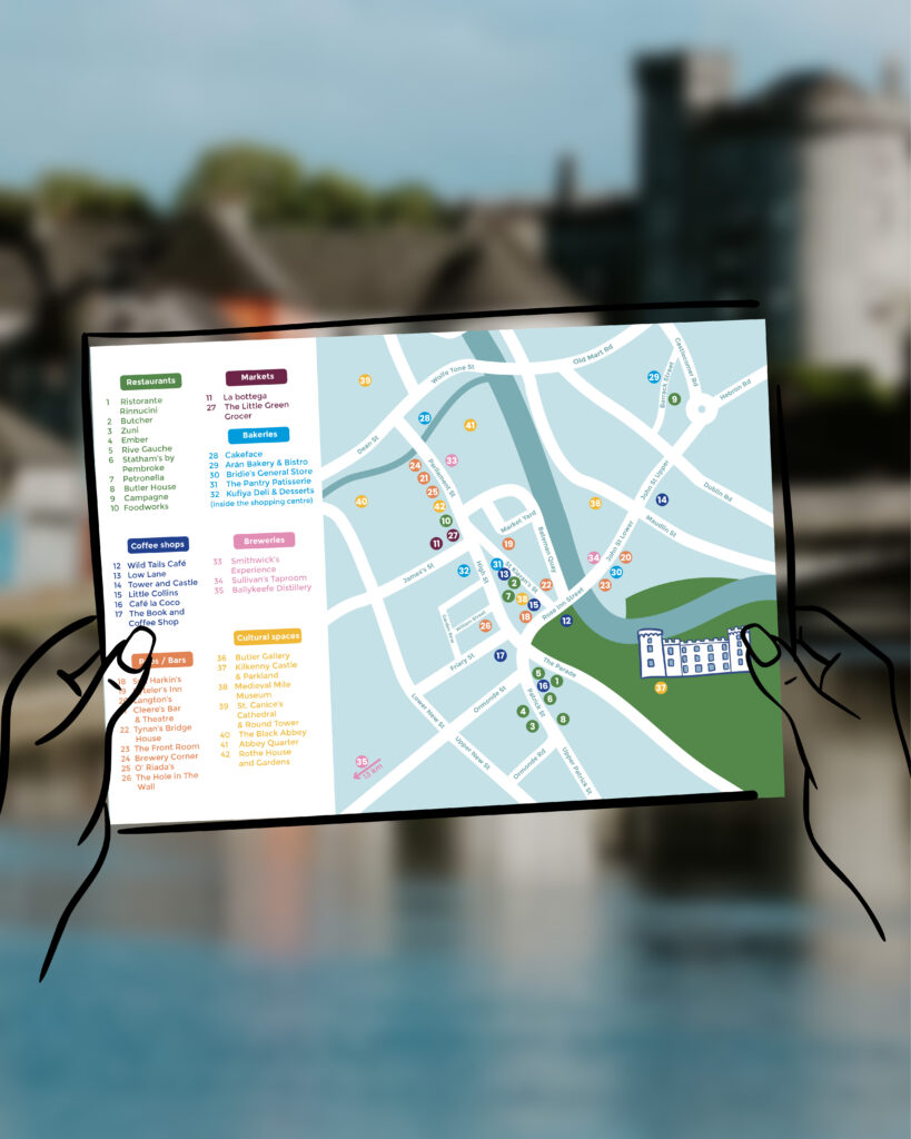 logo food tour map illustration mise en page graphiste Tours Kilkenny Galway