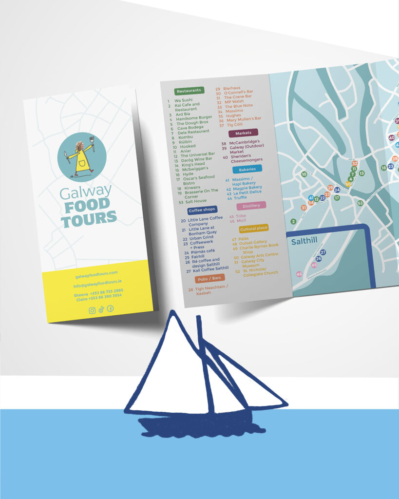logo food tour map illustration mise en page graphiste Tours Kilkenny Galway