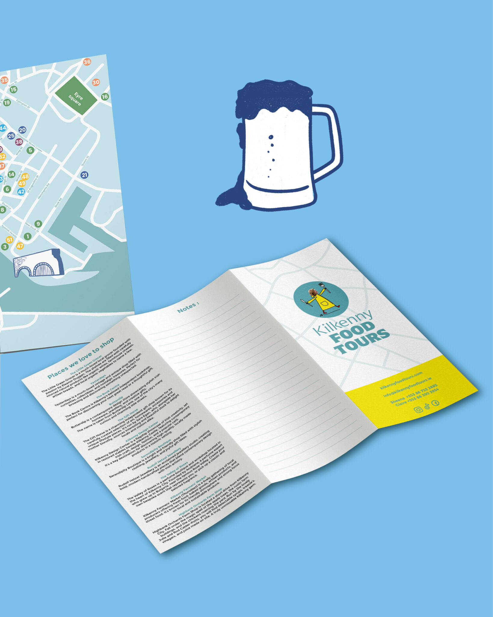 logo food tour map illustration mise en page graphiste Tours Kilkenny Galway