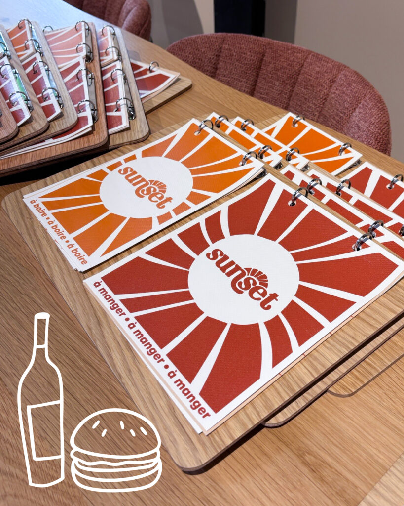 sunset restaurant sorigny tours logo carte menu restauration graphiste agence de communication touraine création