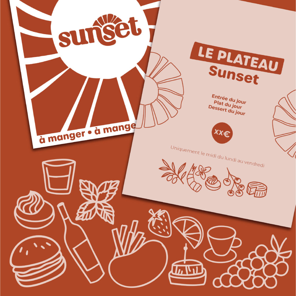 sunset restaurant sorigny tours logo carte menu restauration graphiste agence de communication touraine création