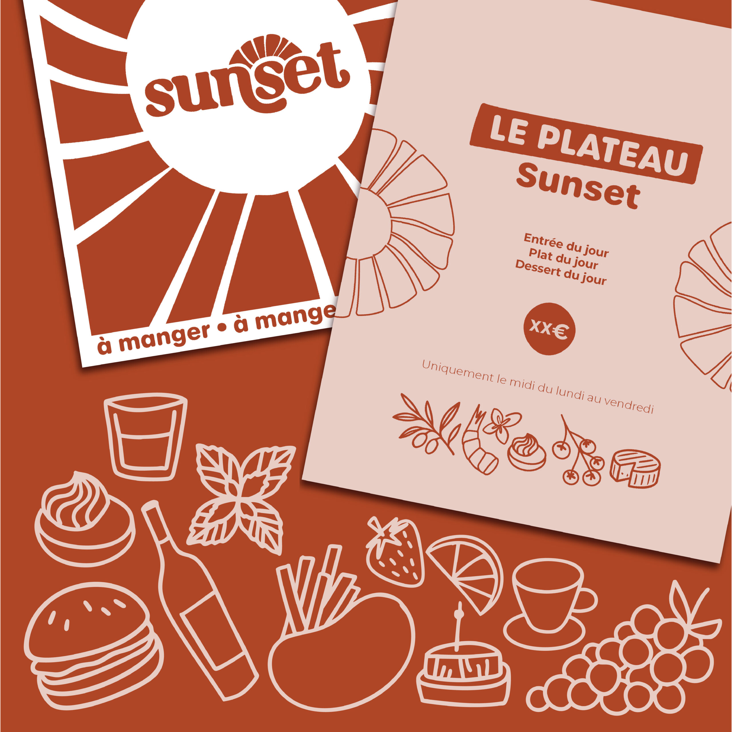 sunset restaurant sorigny tours logo carte menu restauration graphiste agence de communication touraine création