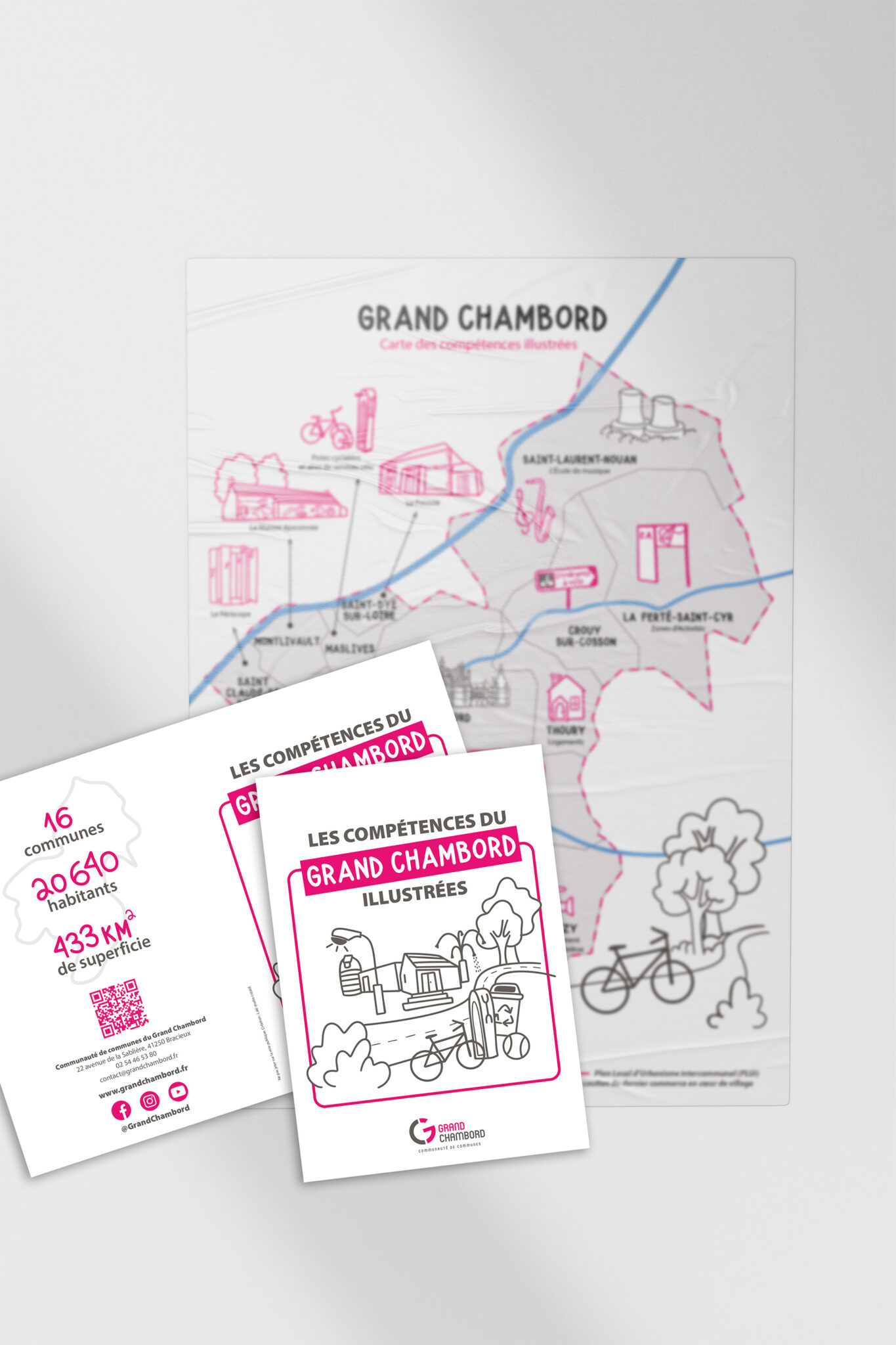 communauté de communes Grand Chambord Touraine Tours mairie graphiste illustratrice agence de communication carte flyer impression support de communication carte région
