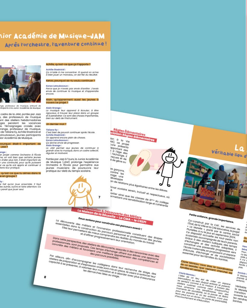 magazine Tours print Touraine graphiste agence de communication illustration mise en page Les cités éducatives