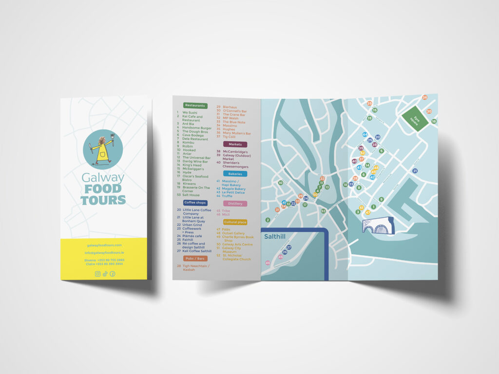 • carte de food tour à Tours ; • food tour à Tours ; • carte illustrée ; • balade gourmande ; • parcours gastronomique ; • illustration culinaire ; • design touristique ; • support de communication ; • graphiste à Tours ; • illustration sur mesure ; • identité visuelle ; • gastronomie locale. • studio créatif à Tours • agence de communication Tours • graphiste Tours • identité visuelle Tours • illustration sur mesure Tours